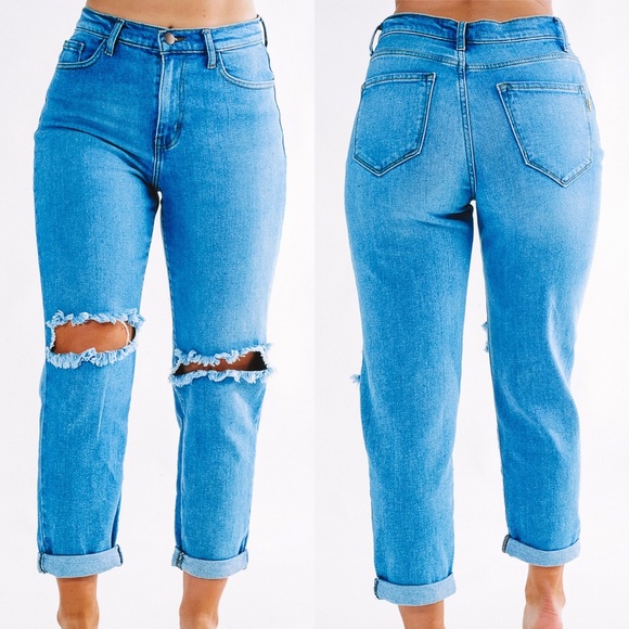 . OOTDFASH Steven High Waist Distressed Denim Jeans - Picture 9 of 16